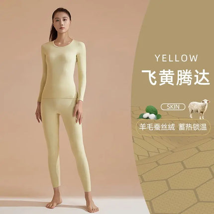 Women's Thermal Underwear Winter Clothes two piece set Long johns Cashmere Silk Thickened Seamless Warm Lingeries for woman Men