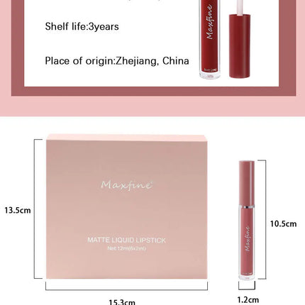 Matte Lip Gloss Set 6 Color Lipstick Smooth And Lasting Display Lip Gloss Waterproof Moisturizing Lipstick Holiday Gift Box Set