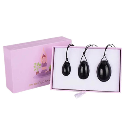 Yoni Egg Natural Black Obsidian Jade Eggs Massage Ball Set Women Vaginal Muscle Exerciser Body Massager Health Care Kegel Ball