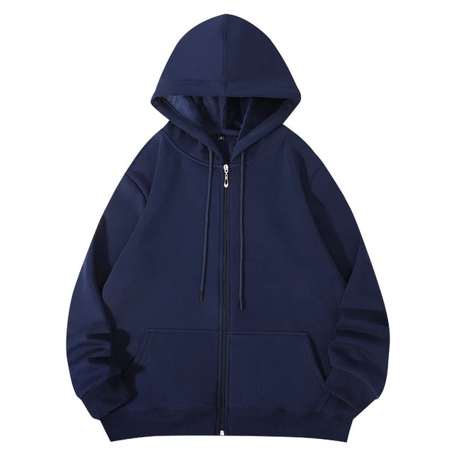Women Oversized Zip Up Hoodie Solid Black Loose Full Zipper Hooded Sweatshirt Casual Pocket Streetwear Soft Thick Hooded Jacket