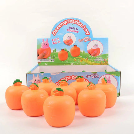 Squishy Carrot Rabbit Squeeze Telescopic Toys Kids Children's Radish Rabbit Cup Pinch Music Toy Creative Stress Relief Gift