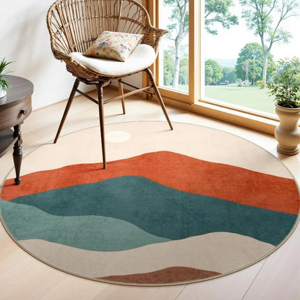 Large Round Geometric Landscape Area Rug Green Mountain Layers Living Room Bedroom Modern Decor Carpet Home Decoration