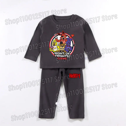 FNAF Pajamas Pants Set Children Thermal Underwear Suit Anime Five Nights at Freddy's Cool Clothing Suits Boys Girls Loungewear Gift