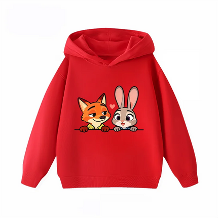 Potdemiel Zootopia Judy and Nick Children's Hoodies, Boys' and Girls' Autumn and Winter Warm Children's Hooded Sweatshirts