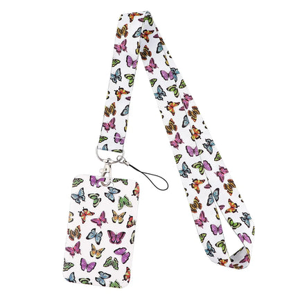New Sakura Cherry Blossoms Flower lanyard card ID Badge Holder Keychain Pass Gym Mobile Kids Key Holder Key Rings Gift