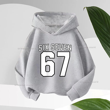 Spring Autumn Graphic Funny 67 Children's Hoodies Sweatshirt Casual Hip Hop Long-sleeve Fleece Boy Girl Kid Warm Hooded Pullover