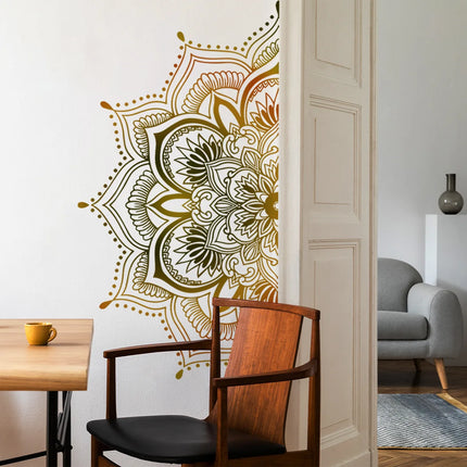 Artistic PVC Wall Decal Mandala Lotus Flower Mural Wall Art Sticker For Bedroom Living Room Office Home Decoration Self-Adhesive