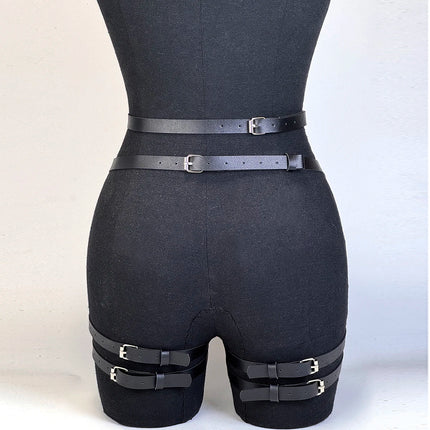 Leg Harness Bandage Sexy Thigh Garter Women Gothic Fetish PU Leather Garter Belt Bdsm Clothing Accessory
