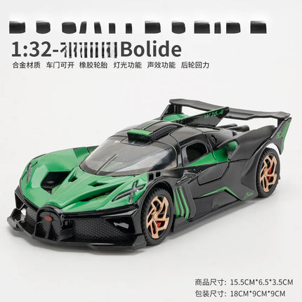 1:32 Bolide Miniature GT Die Casting Model Car Metal Alloy Sound & Light Pull Back Toy Car Birthday Gift
