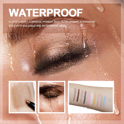 Waterproof 10 Colors Crease-proof Eyeshadow Pencil Stick Lasting Glitter Shimmer Matte Eye Shadow Highlighter Pen Eyes Makeup