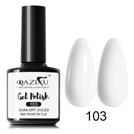 QAZIXU 48 Colors 10ml Red Black White Gel Nail Polish Manicure Semi Permanent Soak Off UV Nail Art Varnish Nail Supplies