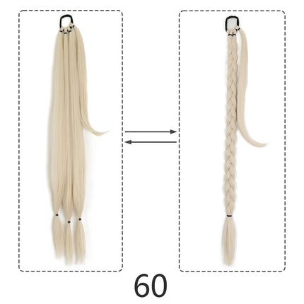 Synthetic Braided Ponytail Extensions Black Natural Hairpiece Long Pony Tail with Hair Tie Rubber Band Hair Blonde for Women