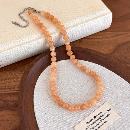 Trendy Simple Colorful Natural Stone Bead Choker Necklace 2026 Fashionable Aesthetic Accessory Accessories For Women