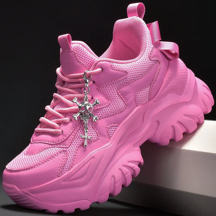Women's outdoor four seasons fashion casual shoes Black platform high heels women's Halloween punk style light women's sneakers