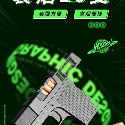 Capacity 10PCS Pistol Style Lighters with 3 Cigarette Case Jet Blue Flame Gas Lighter Windproof Cigar Lighter Gadgets for Men
