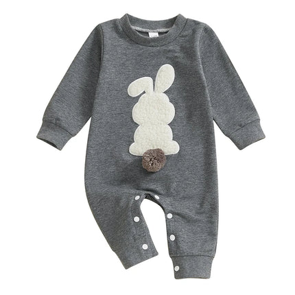 Spring Infant Rompers Girls Boys Plush Bunny Embroidery Long Sleeve Cotton Jumpsuits Clothes Easter Party Rabbits Baby Bodysuits