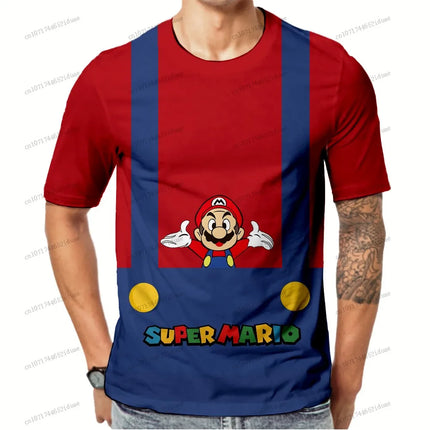3D Print Super Mario Cartoon 2026 Summer Anime Figure Oversize Short Sleeve T-shirt Streetwear Clothing Quick Dry Men's T-shirts