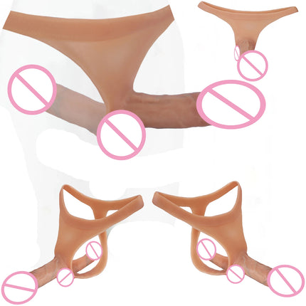 Double dildo Silicone double Penetration anal Strap on dildos For Lesbian Wearable chastity Pants Strapon Penis 18+Sex Toy women
