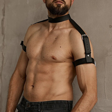 Goth Bdsm Neck Bondage PU Leather Harness Sexy Men Gay Bdsm Belt Erotic Costume Collar Fetish Wear Club Party Sex Accessories