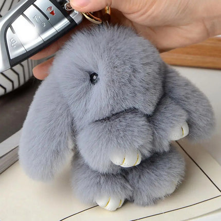 Cute Long Ear Bunny Keychain Real Mink Fur Rabbit Doll Charm Toys Ornament Keyring Jewelry Pompom Pendant Gifts Handbag Plu C9M0