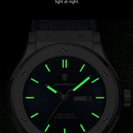 POEDAGAR Luxury Business Watch For Men Waterproof Luminous Date Week Man Wristwatch Silicone Strap Fashion Quartz Men's Watches