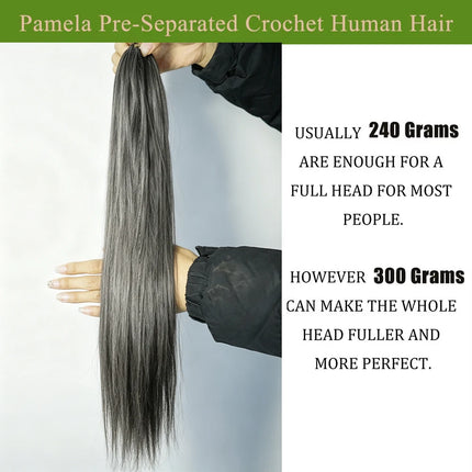 Salt & Pepper Gray Blonde Color Feather Crochet Human Hair Straight 100% Human Hair Knotless PreSeparated Crochet Braids Hair