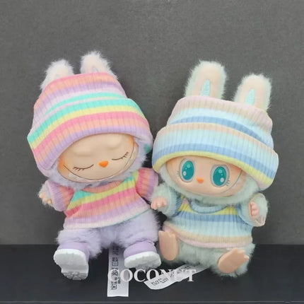 Sweater Set For 15/17cm Ropa Labubu Doll Clothes Match Knitted Hat T-shirt Dopamine Color Matching Fashion Design