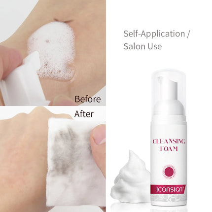ICONSIGN 60ml Lash Shampoo Brush Kit Professional Lash Foam Cleanser Pump Design No Stimulation Eyelash Mousse Lash Glue Remover