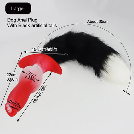 Anal Plug with Tail BDSM Adult Sex Game Cosplay 18+ Anal Dildo for Women Men Silicone Soft Butt Plug Gay Sex Toys for Party BDSM