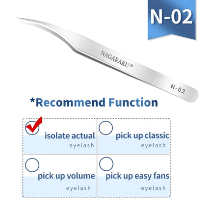 NAGARAKU Eyelash Extension Tweezers Makeup Tools Stainless Steel Non-magnetic Pincet False Eyelash Tweezers 3D accurate tweezers