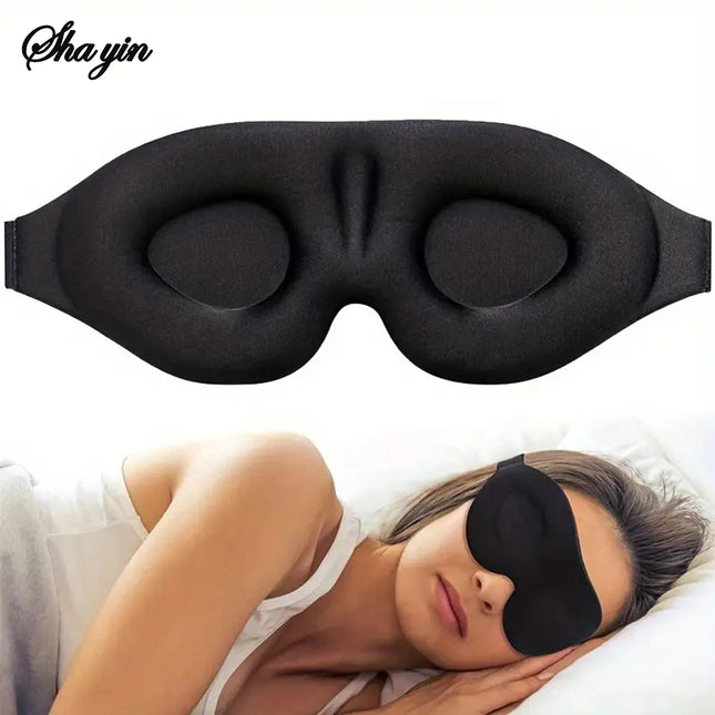 Adjustable 3D Eye Mask for Men and Women, No Eye Pressure, Breathable, Light-Blocking, Black