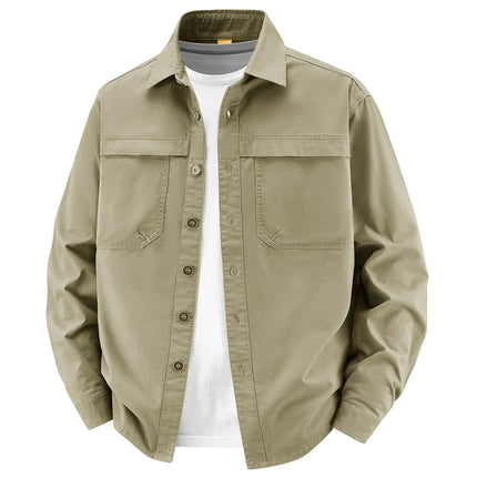 2026 New Style Casual Retro Long-Sleeved Shirt Men's Spring/Autumn Workwear Pure Cotton Washed Shirt Jacket Coat