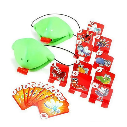 Funny Frog Mask Wagging Tongue Games Two/Four People Parent-child Interaction Frog Mask with Blow Tongue with Cards Desktop Game