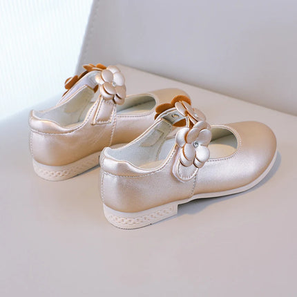 Autumn Girl's Mary Janes Appliques Low Heel Beautiful Kids Princess Shoe Three Colors Pointed Toe Breathable Children Shoe 26-36