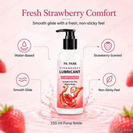 Strawberry Scent Water-Based Lubricant 150ml – Smooth Glide Non-Sticky Personal Lubrication, Easy Cleanup Intimate Gel, Pump Bottle Design for Couples, Romantic Nights, Bedroom Fun, Adult Toys Use & Daily Intimate Comfort