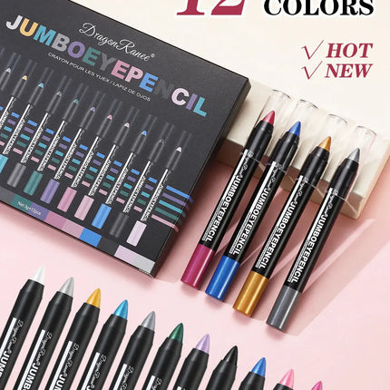 12Pcs Highlighter Eyeshadow Pencil Set Waterproof Glitter Eye Shadow Lying Silkworm Makeup Pigment Cosmetics White Eyeliner Pen