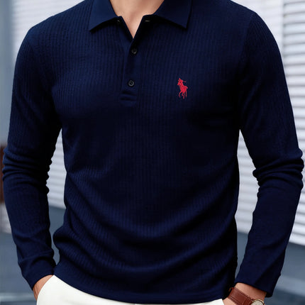 High-end Brand Polo Shirt, Long-Sleeved, Men's Clothing, Exquisite Embroidery, 2025 Autumn and Winter T-Shirt, Comfortable Casual Top
