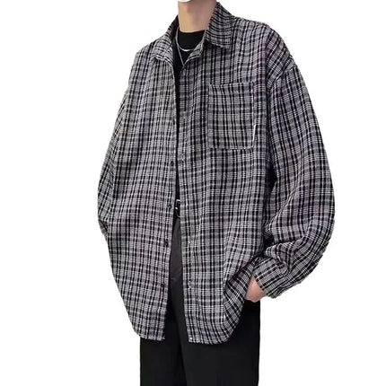 Retro Japanese Style Cityboy Plaid Shirt Thin Outerwear for Men and Women Fresh Style Casual Shirt Male Female Fashion