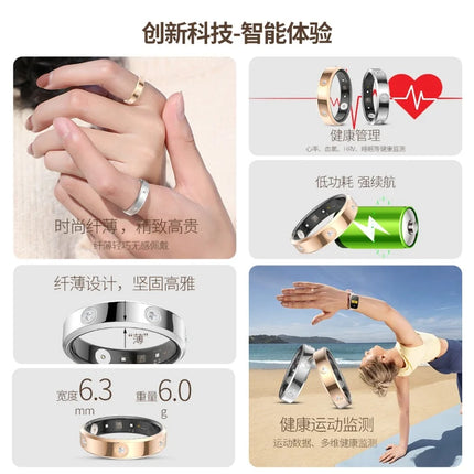 2025 Smart Ring Women Men Super narrow 6.3mm Heart Rate Health Stress measurement Monitor IP68 Waterproof Fashion Sports Rings