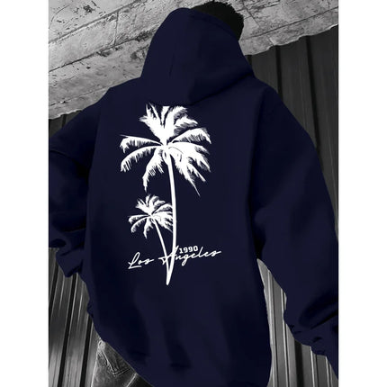 Coconut Tree Pattern Men's Fashion Printed Hooded Sweatshirt，Front and back printed hoodie, a fashionable and unique item
