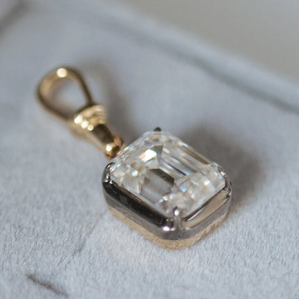 LETMEXC Moissanite Lab Grown Emerald Sapphire Ruby Gemstone Custom Pendant 10K Rose Gold Black Edge Classic Fashion Pendant