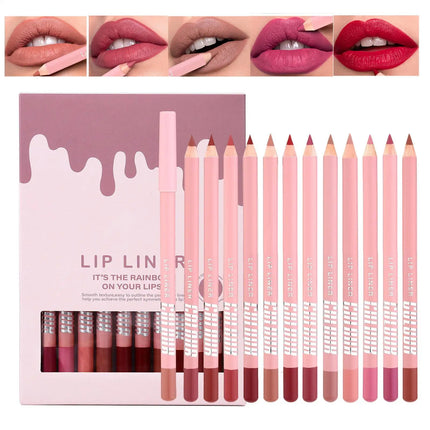 12pcs Lip Liner Pencil Set Long Lasting Matte Natural Creamy Cosmetics Lip Liner Kit Luxury Matte Lip Liner Lip Contour Lipstick