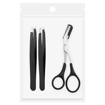 Eyebrow tweezer & eyebrow scissors set, stainless steel multifunctional eyebrow & facial hair trimming beauty, eye styling tool