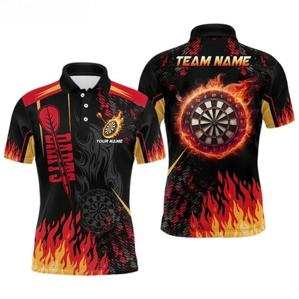 2026 Collar Button T-shirt 3D Dart Printed Men's Polo Shirt Fashionable Casual Sports Jersey Short Sleeved Dart Polo Shirt