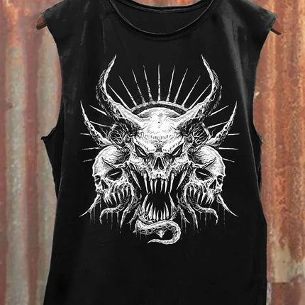 Neutral Tank Retro Satan Curse Sheep 3D Printed Tank Top Punk Style Street Fashion Casual Men's Tank Top Plus Xs-5XL
