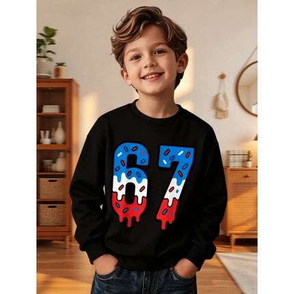 6 7 Meme Kids Sweatshirts Funny Digital Graphic Hoodie Casual Long Sleeve Top Loose Comfortable Streetwear Fashion Boys Clothes