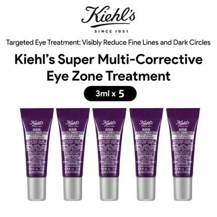 Kiehl's Super Multi-Corrective Eye Zone Treatment Sample Pack (3ml x 5), Lifts Brow Bone Area, Smooths, Original Skin Cares
