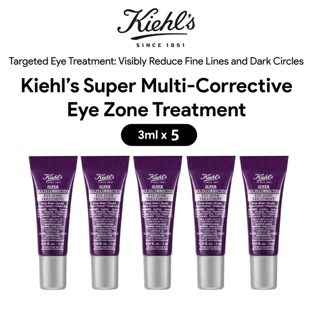 Kiehl's Super Multi-Corrective Eye Zone Treatment Sample Pack (3ml x 5), Lifts Brow Bone Area, Smooths, Original Skin Cares