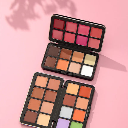 QIBEST 16 Colors Box Blusher Plate Multi-Color Cream Blush Plate Concealer Contour And Highlighter Palette Makeup Blush Face