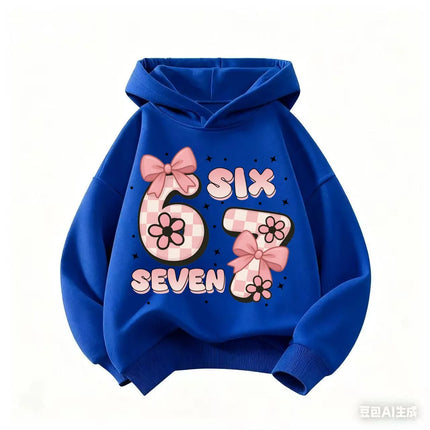 Autumn SIX SEVEN 67 Digit Print Children's Hoodies Boy Girl Casual Fashion Sport Pullover Kid Comfortable Fleece Sweatshirt